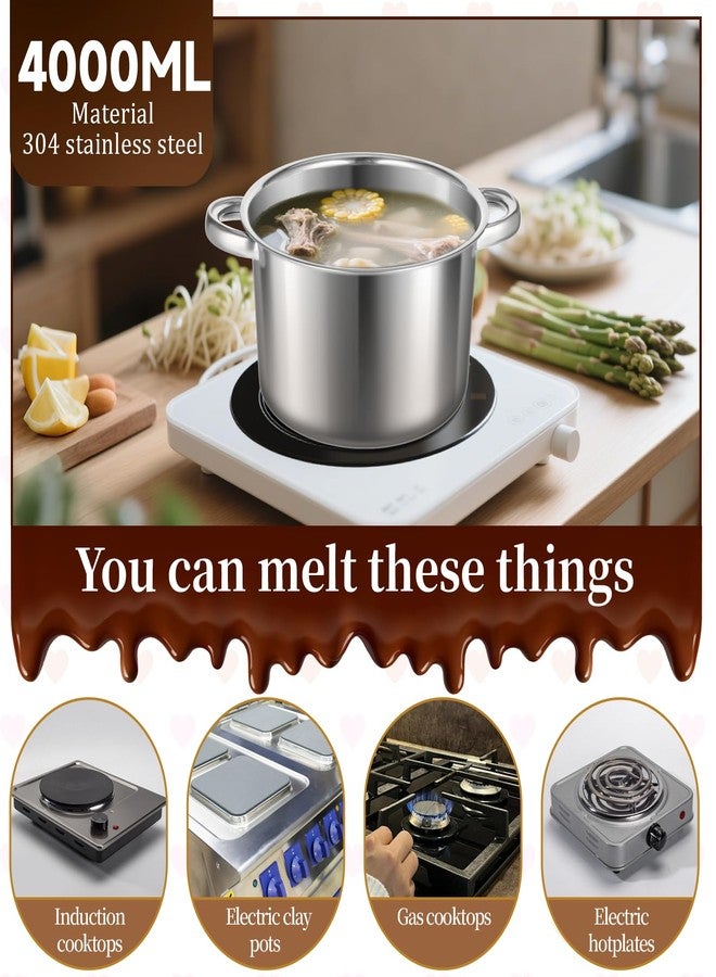 BOHUIZ 304 Stainless Steel Double Boiler with Spatula and Spoon, 4.2QT Dual-Handle Pot 2.6QT Melting Bowl with Scale and Handle Stackable Water Bath Melting Pot Set for Chocolate, Butter, Sugar, Wax - Image 4
